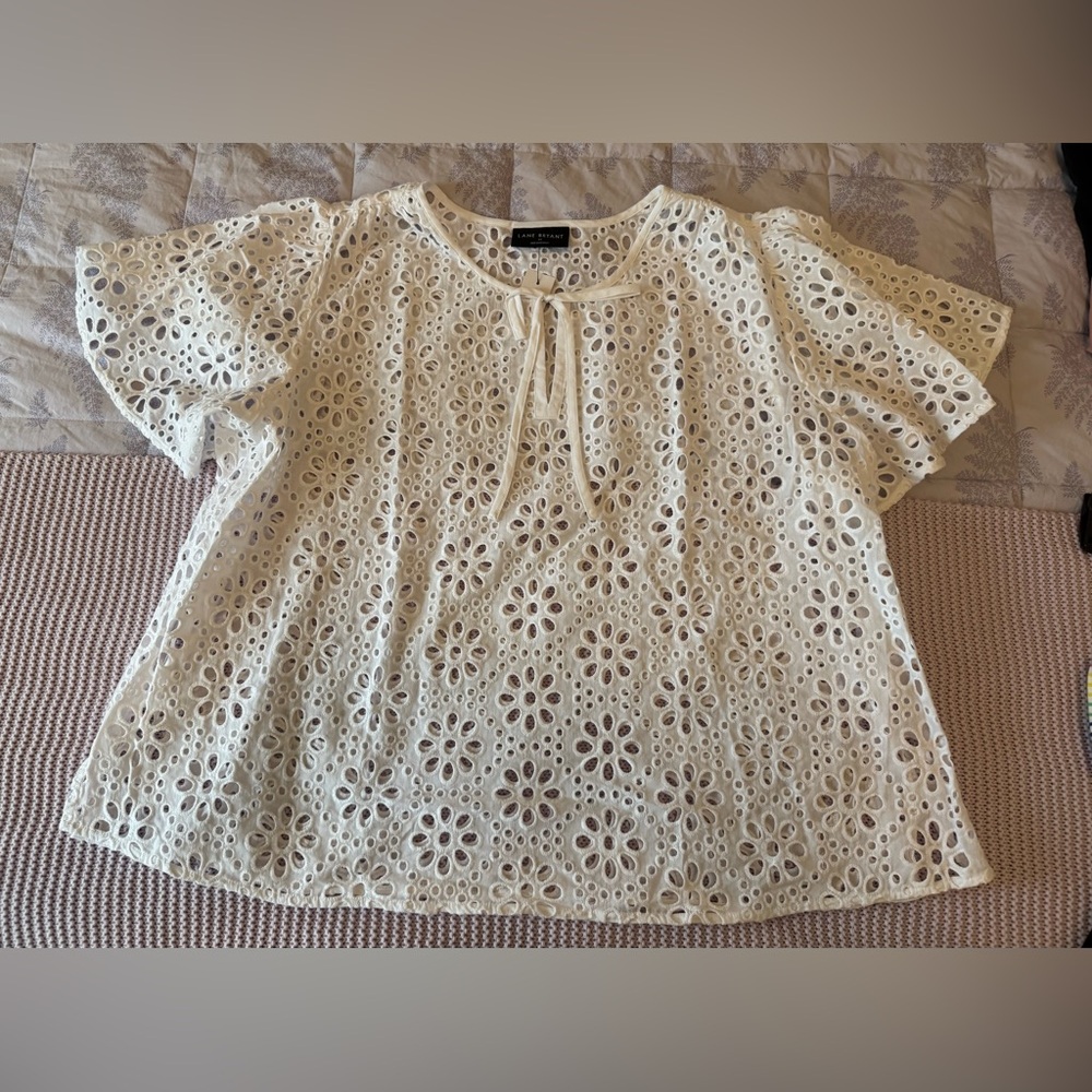 Lane Bryant Cream Eyelet Blouse
